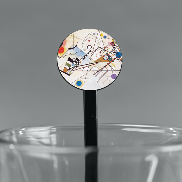 Kandinsky Composition 8 Black Plastic 7" Stir Stick - Round - Main