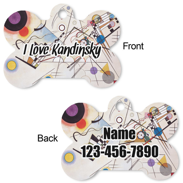 Kandinsky Composition 8 Bone Shaped Dog ID Tag - Large - Approval