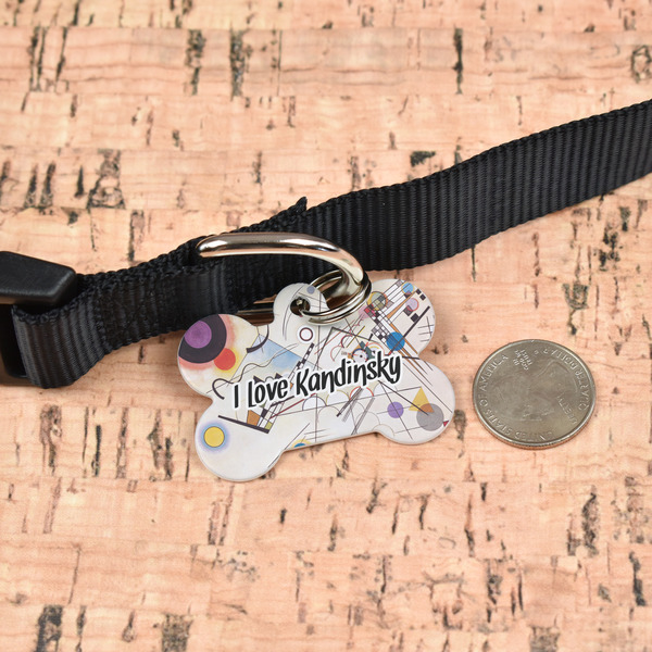 Kandinsky Composition 8 Bone Shaped Dog ID Tag - Large - In Context