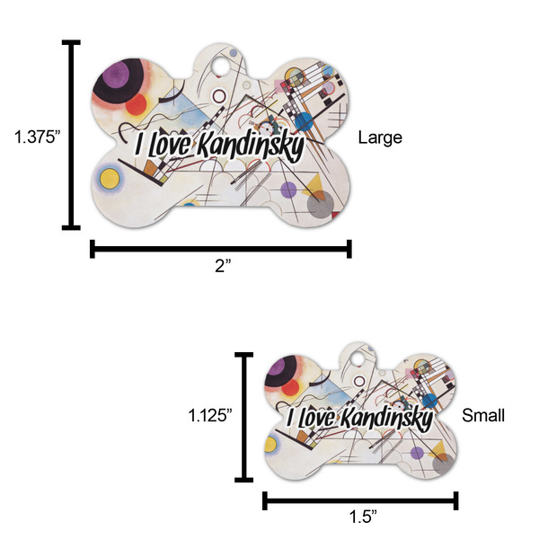 Kandinsky Composition 8 Bone Shaped Dog ID Tag - Large - Scale