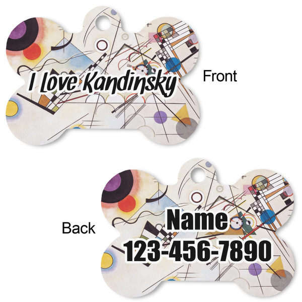 Kandinsky Composition 8 Bone Shaped Dog Tag - Front & Back