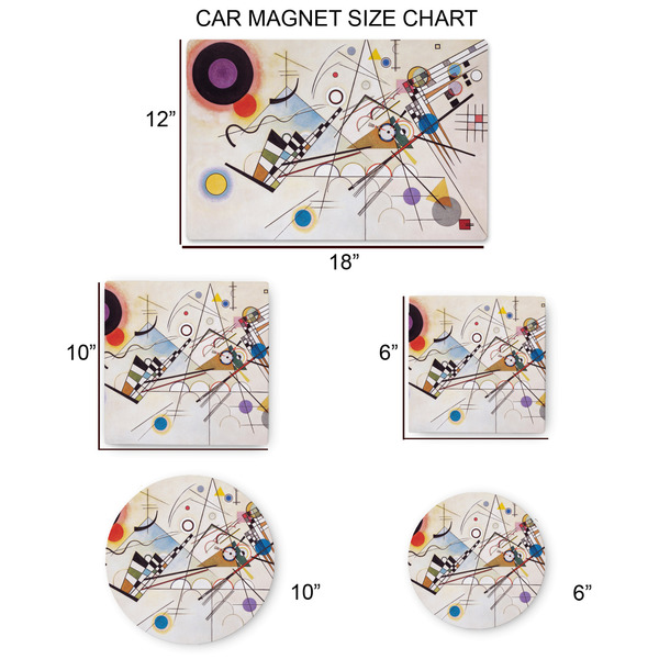 Kandinsky Composition 8 Car Magnets - SIZE CHART