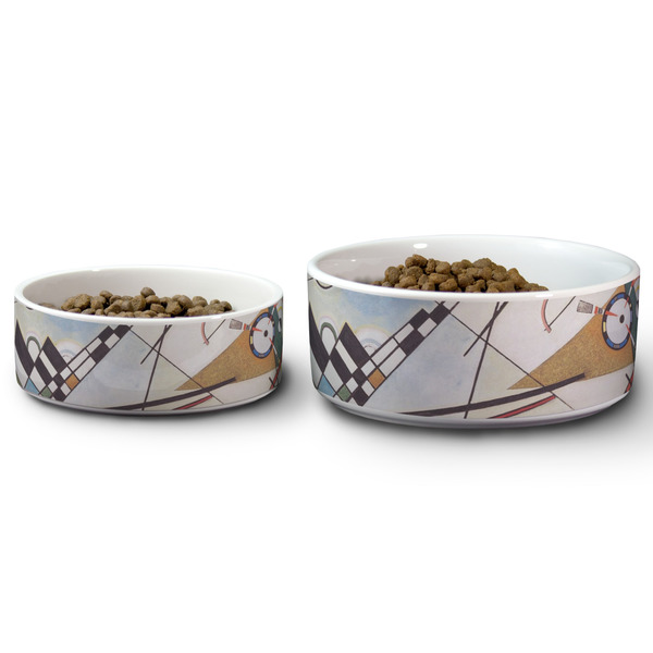 Kandinsky Composition 8 Ceramic Dog Bowls - Size Comparison