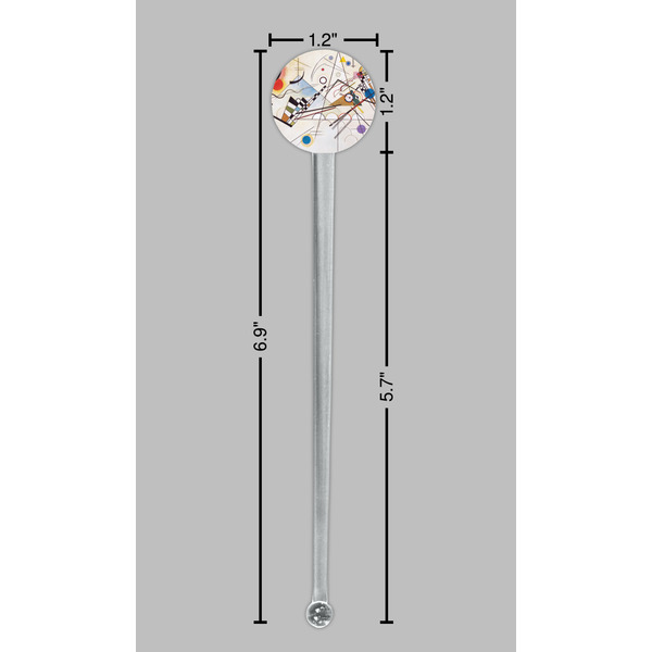 Kandinsky Composition 8 Clear Plastic 7" Stir Stick - Round - Dimensions