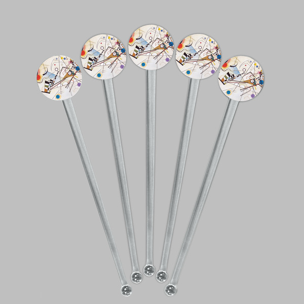 Kandinsky Composition 8 Clear Plastic 7" Stir Stick - Round - Fan View
