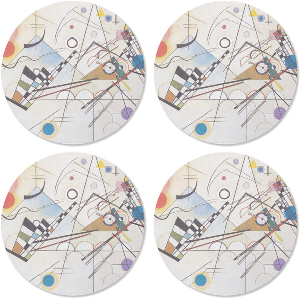 Kandinsky Composition 8 Coaster Round Rubber Back - Apvl