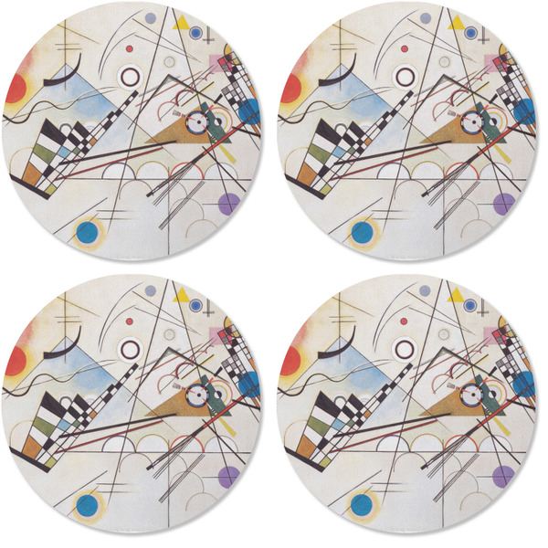Kandinsky Composition 8 Coaster Round Rubber Back - Apvl