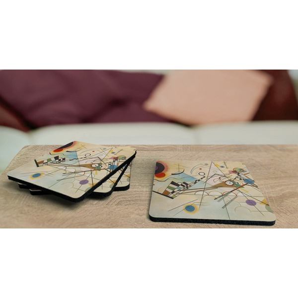Kandinsky Composition 8 Coaster Rubber Back - On Coffee Table