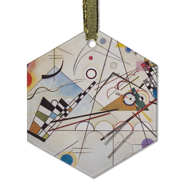 Custom Kandinsky Composition 8 Flat Glass Ornament - Hexagon