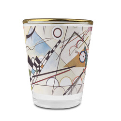 Kandinsky Composition 8 Glass Shot Glass - 1.5 oz - with Gold Rim - Set of 4