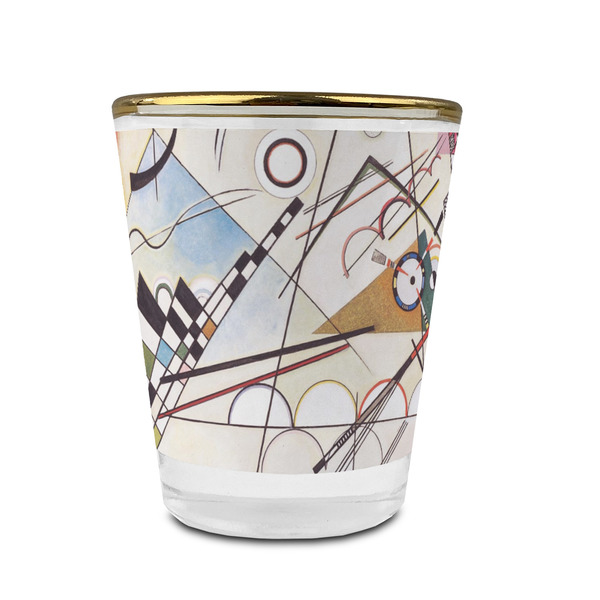 Custom Kandinsky Composition 8 Glass Shot Glass - 1.5 oz - with Gold Rim - Set of 4