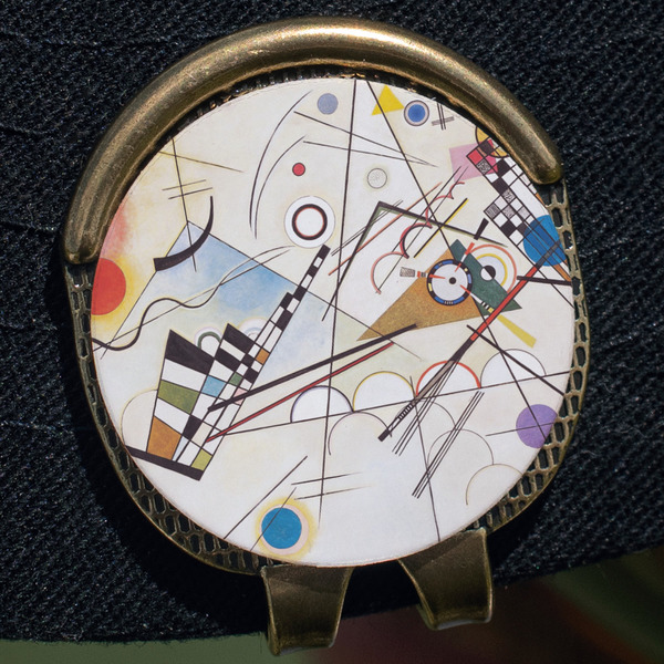 Kandinsky Composition 8 Golf Ball Marker Hat Clip - Gold - Close Up