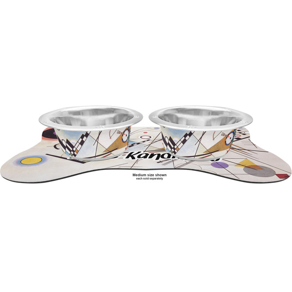 Kandinsky Composition 8 Metal Pet Bowls - On Dog Bone Shaped Mat