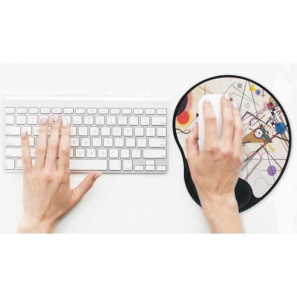 Kandinsky Composition 8 Mouse Pad with Wrist Rest - LIFESYTLE 2 (in use)