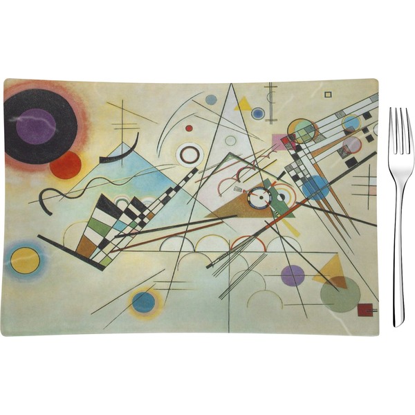 Custom Kandinsky Composition 8 Rectangular Glass Appetizer / Dessert Plate - Single or Set