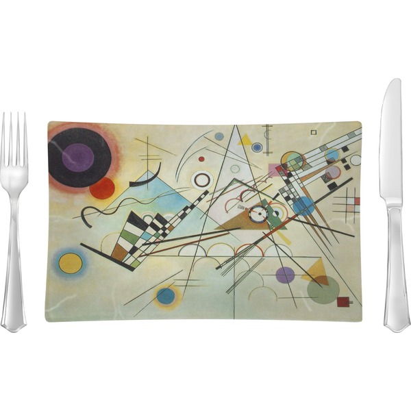 Custom Kandinsky Composition 8 Rectangular Glass Lunch / Dinner Plate - Single or Set