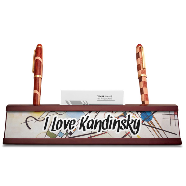 Kandinsky Composition 8 Red Mahogany Nameplates with Business Card Holder - Straight