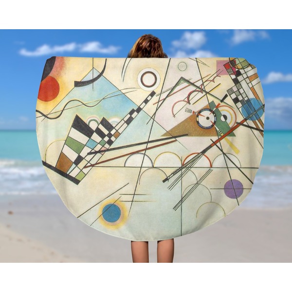 Kandinsky Composition 8 Round Beach Towel - In Use