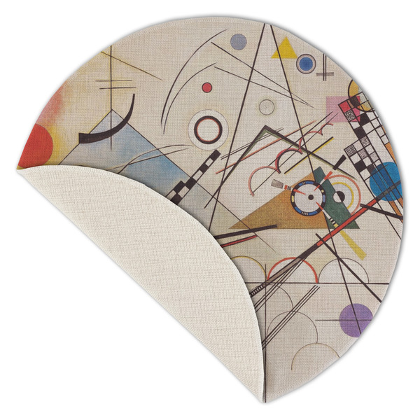 Kandinsky Composition 8 Round Linen Placemats - Front (folded corner single sided)