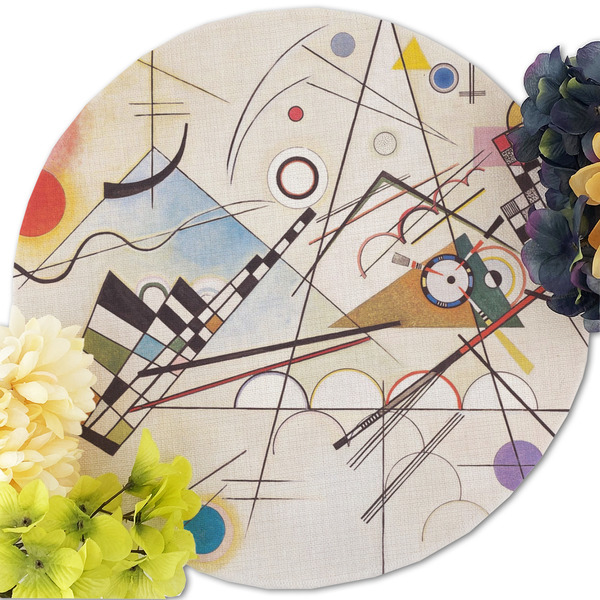 Kandinsky Composition 8 Round Linen Placemats - Front (w flowers)