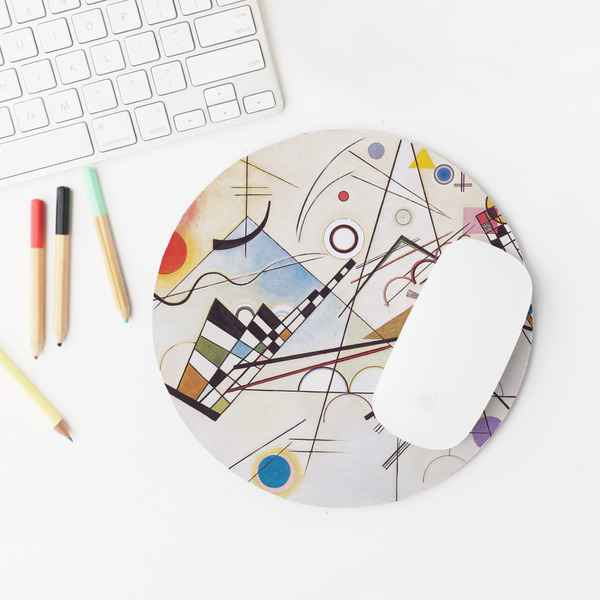 Kandinsky Composition 8 Round Mousepad - LIFESTYLE 2
