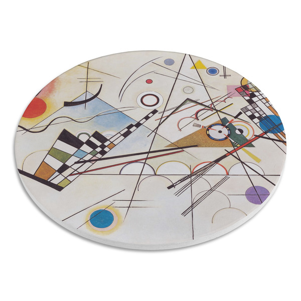 Kandinsky Composition 8 Round Stone Trivet - Angle View