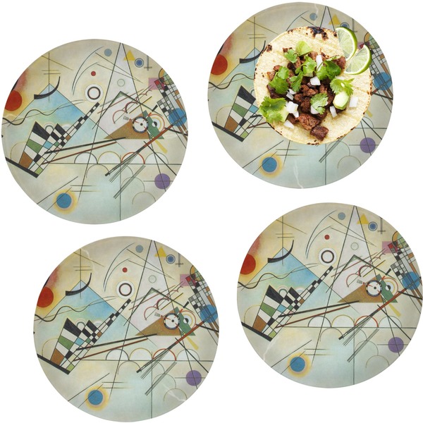 Custom Kandinsky Composition 8 Set of 4 Glass Lunch / Dinner Plate 10"