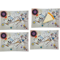 Kandinsky Composition 8 Set of 4 Glass Rectangular Appetizer / Dessert Plate