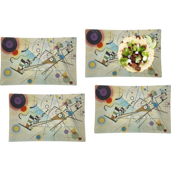 Custom Kandinsky Composition 8 Set of 4 Glass Rectangular Lunch / Dinner Plate