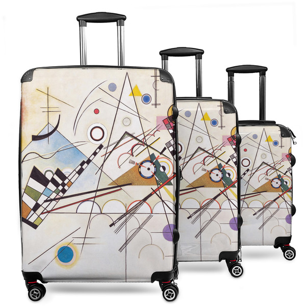 Custom Kandinsky Composition 8 3 Piece Luggage Set - 20" Carry On, 24" Medium Checked, 28" Large Checked