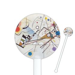 Kandinsky Composition 8 5.5" Round Plastic Stir Sticks - White - Single Sided