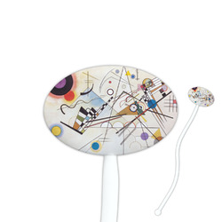 Kandinsky Composition 8 7" Oval Plastic Stir Sticks - White - Single Sided
