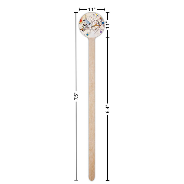 Kandinsky Composition 8 Wooden 7.5" Stir Stick - Round - Dimensions