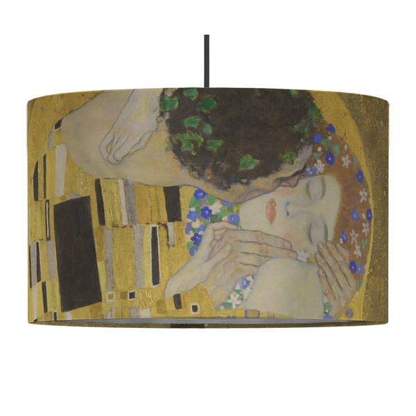 Custom The Kiss (Klimt) - Lovers 12" Drum Pendant Lamp - Fabric