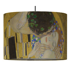 The Kiss (Klimt) - Lovers 16" Drum Pendant Lamp - Fabric