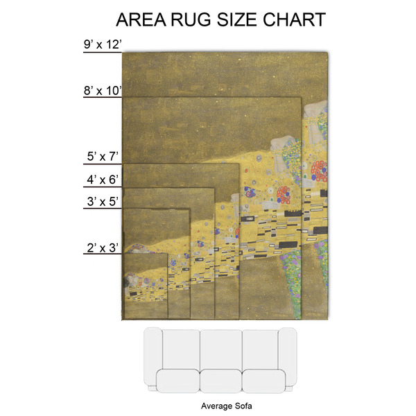 The Kiss (Klimt) - Lovers 2'x3' Indoor Area Rugs - Size Chart