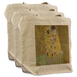 The Kiss (Klimt) - Lovers Reusable Cotton Grocery Bags - Set of 3