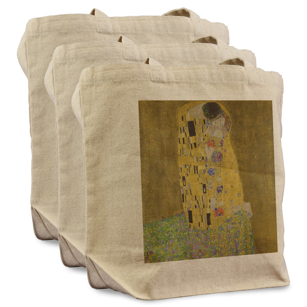 Custom The Kiss (Klimt) - Lovers Reusable Cotton Grocery Bags - Set of 3