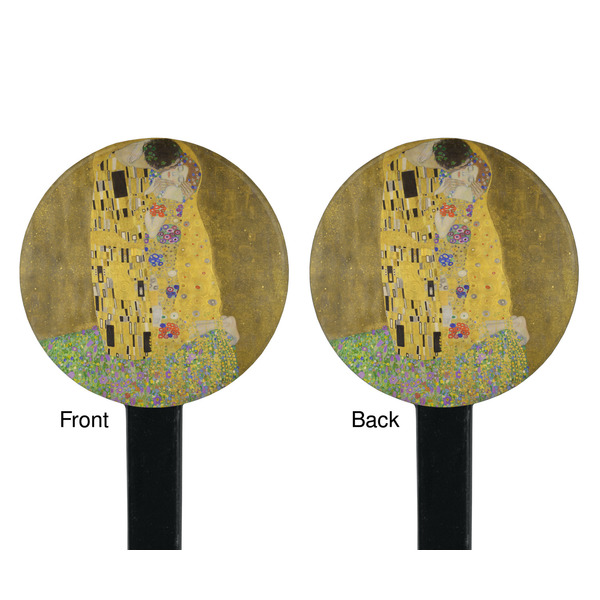 The Kiss (Klimt) - Lovers Black Plastic 7" Stir Stick - Double Sided - Round - Front & Back