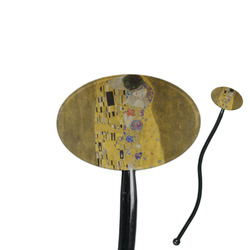 The Kiss (Klimt) - Lovers 7" Oval Plastic Stir Sticks - Black - Single Sided