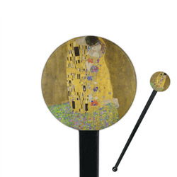 The Kiss (Klimt) - Lovers 7" Round Plastic Stir Sticks - Black - Single Sided