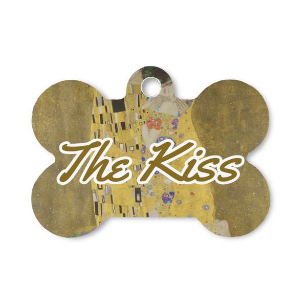 Custom The Kiss (Klimt) - Lovers Bone Shaped Dog ID Tag - Small
