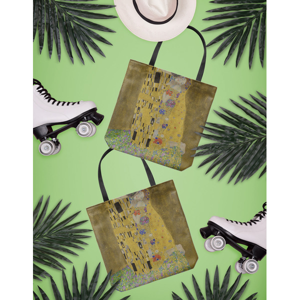 The Kiss (Klimt) - Lovers Canvas Tote Lifestyle Front and Back