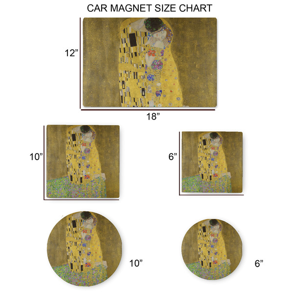 The Kiss (Klimt) - Lovers Car Magnets - SIZE CHART