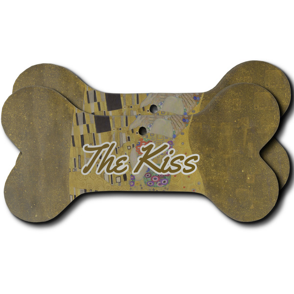 Custom The Kiss (Klimt) - Lovers Ceramic Dog Ornament - Front & Back