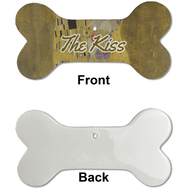 The Kiss (Klimt) - Lovers Ceramic Flat Ornament - Bone Front & Back Single Print (APPROVAL)