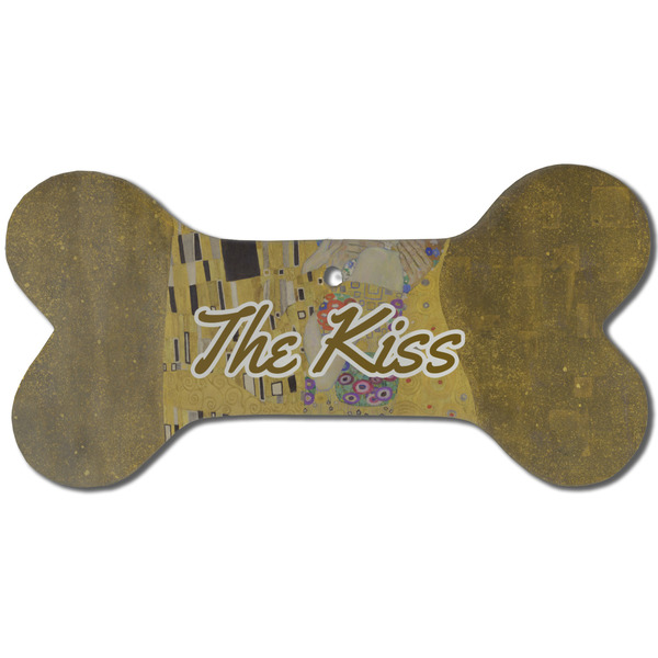 The Kiss (Klimt) - Lovers Ceramic Flat Ornament - Bone Front