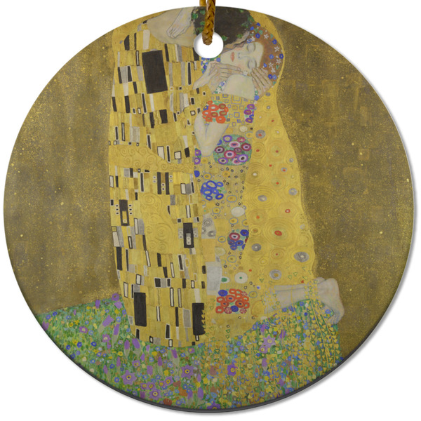 Custom The Kiss (Klimt) - Lovers Round Ceramic Ornament