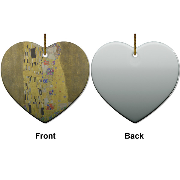 The Kiss (Klimt) - Lovers Ceramic Flat Ornament - Heart Front & Back (APPROVAL)