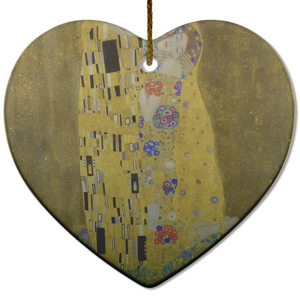 The Kiss (Klimt) - Lovers Ceramic Flat Ornament - Heart (Front)